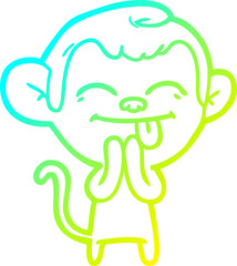 cold gradient line drawing of a funny cartoon monkey