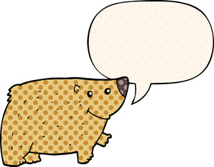 cartoon bear with speech bubble in comic book style