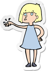 sticker of a cartoon woman showing off engagement ring