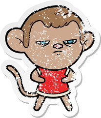 distressed sticker of a cartoon monkey