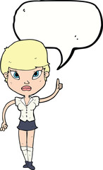 cartoon woman with idea with speech bubble