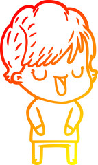 warm gradient line drawing of a cartoon woman talking