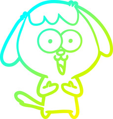 cold gradient line drawing of a cute cartoon dog