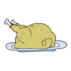 freehand drawn cartoon cooked chicken
