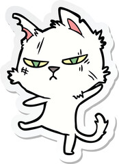 Obraz premium sticker of a tough cartoon cat