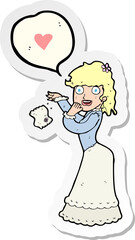 sticker of a cartoon woman dropping handkerchief