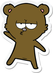 sticker of a bored bear cartoon