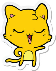 sticker of a happy cartoon cat