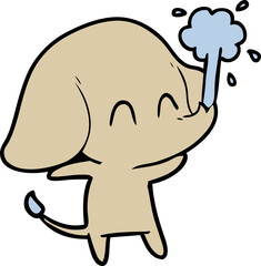 cute cartoon elephant spouting water