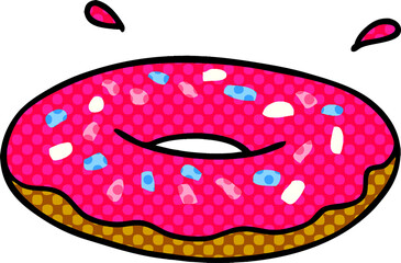 hand drawn cartoon doodle of an iced ring donut