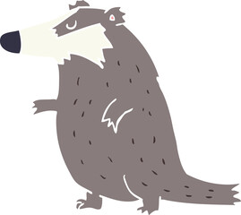 flat color style cartoon badger