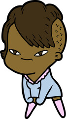 cute cartoon girl with hipster haircut