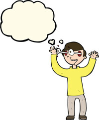 cartoon man with eyes popping out of head with thought bubble