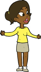 cartoon pretty woman explaining something