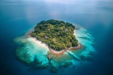 Stunning aerial view of a picturesque island. Generative AI