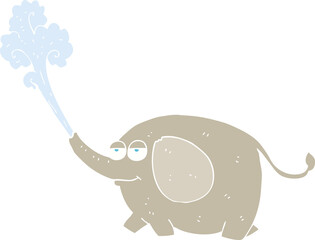 flat color illustration of elephant squirting water