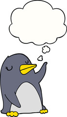 cartoon penguin with thought bubble