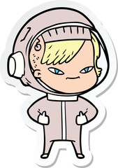 sticker of a cartoon astronaut woman