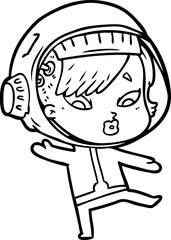 cartoon astronaut woman