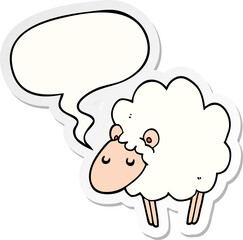 cartoon sheep with speech bubble sticker