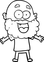 cartoon crazy happy man with beard