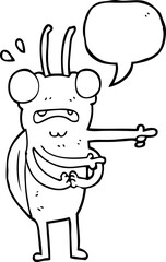 freehand drawn speech bubble cartoon bug