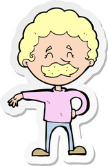 sticker of a cartoon man making camp gesture