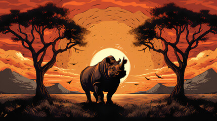 絶滅危惧種　クロサイ｜Black rhino Endangered species Generative AI