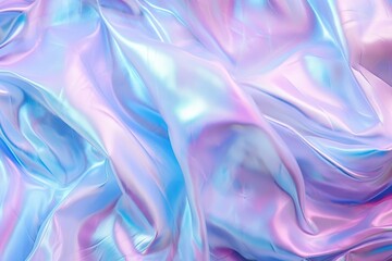 Obraz premium Holographic abstract pastel colors backdrop. Hologram gradient neon color. Foil effect. Rainbow graphic. Psychedelic iridescent creative background, trends 80s or 90s