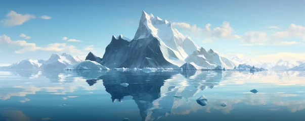 Papier Peint photo Lavable Pool Iceberg in clear blue water and hidden danger under water. Floating ice in ocean. Arctic nature landscape. Affected by climate change. Hidden danger and global warming concept