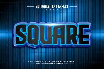 Square 3D editable text effect template