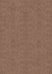 Hand-drawn unique abstract symmetrical seamless ornament. Brown on a light brown background. Paper texture. Digital artwork, A4. (pattern: p11-1e)