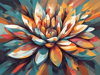 Flowers cubist drawing illustration, style  - Created with Generative AI Technology

