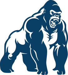 Aggressive Muscular Gorilla Standing Illustration