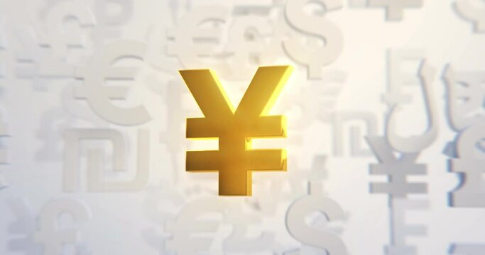 Yen Yuan Currency Loop in a 3D animation