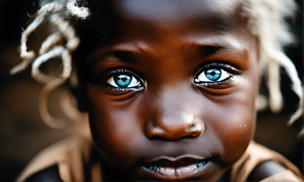 Beautiful eyes of a black child posing for a photo