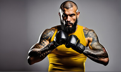 Fototapeta na wymiar MMA fighter preparing for fights