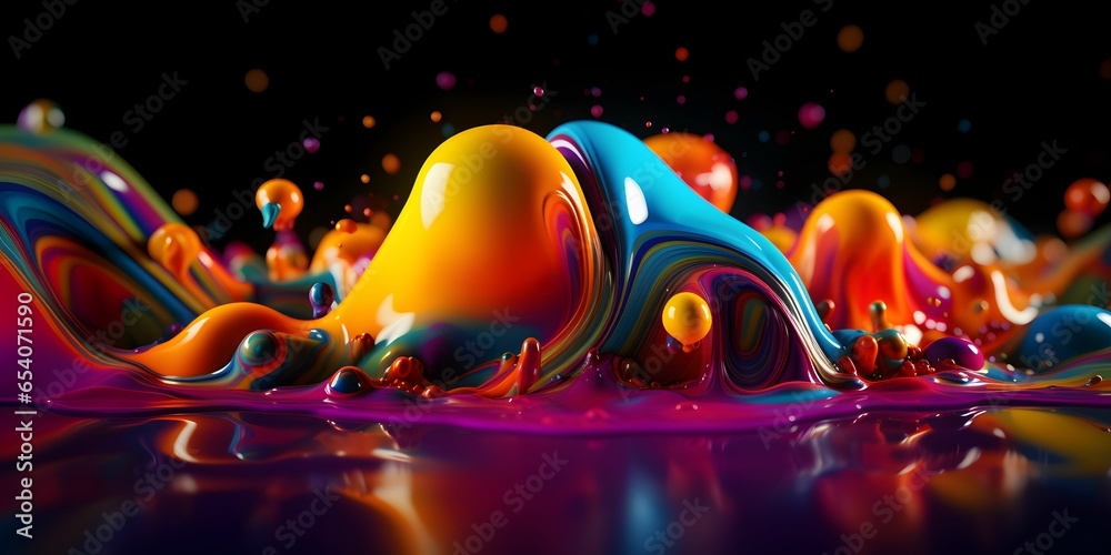 Wall mural colorful wavy liquid background. 3d and realistic abstract background