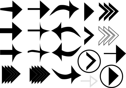 Arrow icon design set. Collection of creative minimalist symbols.transparent background editable EPS vector