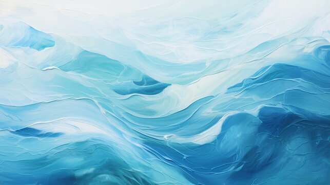 Plunge into Abstract  Ocean Art Painting with Undulating Aquatic Hues