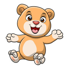 Cute baby bear cartoon on white background