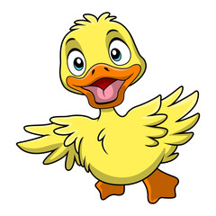 Cute little duck cartoon on white background