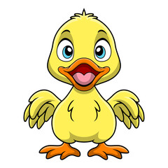 Cute little duck cartoon on white background