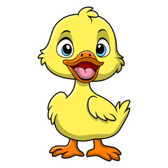 Cute little duck cartoon on white background