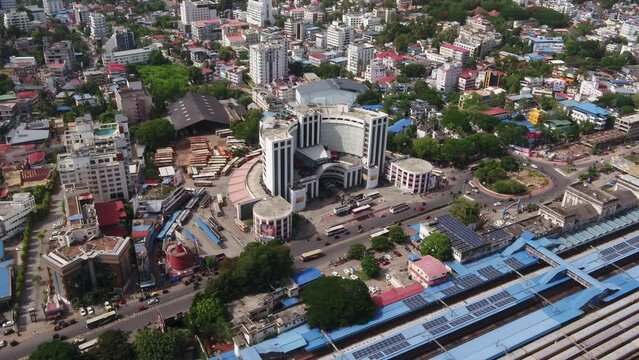 aerial view of thiruvananthapuram kerala city views _ trivandrum railway station to ksrtc bus stand