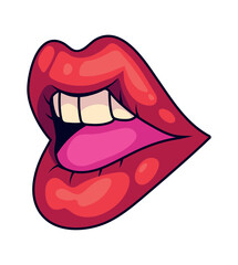 mouth pop art red illustration