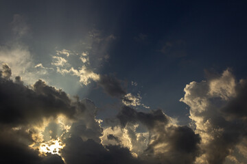 beautiful blue sky with big clouds