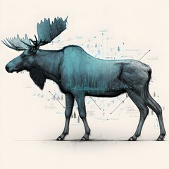 A diagrammatic drawing of moose  - obrazy, fototapety, plakaty