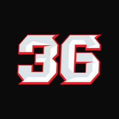 Number Racing 36 Design Vector