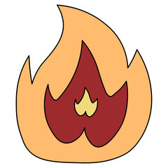 Fire colored outline. Flame design in strong, warm colors